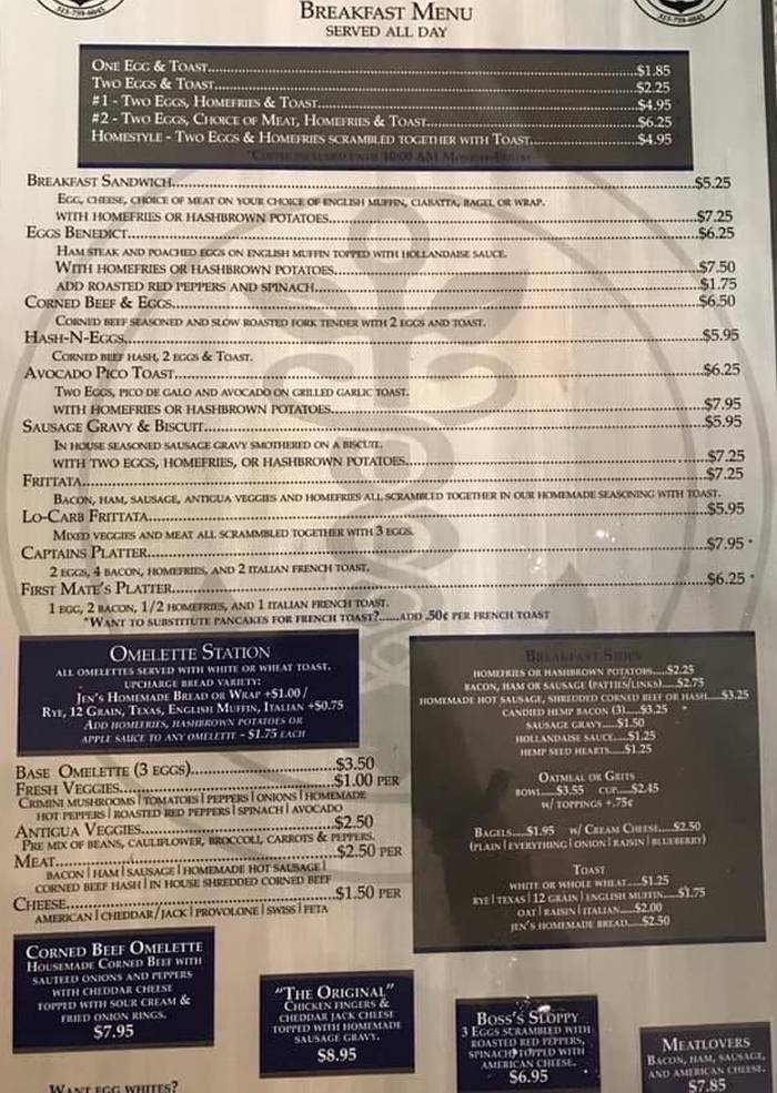 Captain's Cafe Menu, Geneva, NY